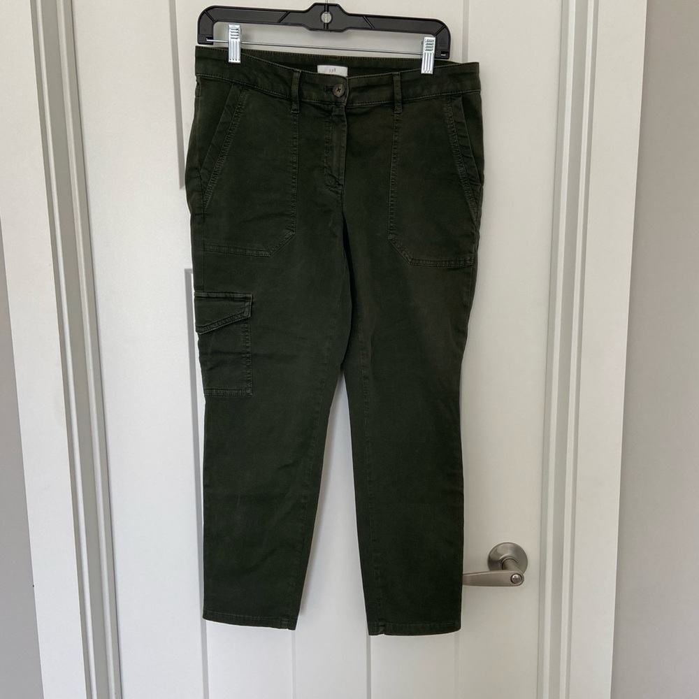 J. JILL Olive Green Cargo Twill Pants Size 8P Like New Condition